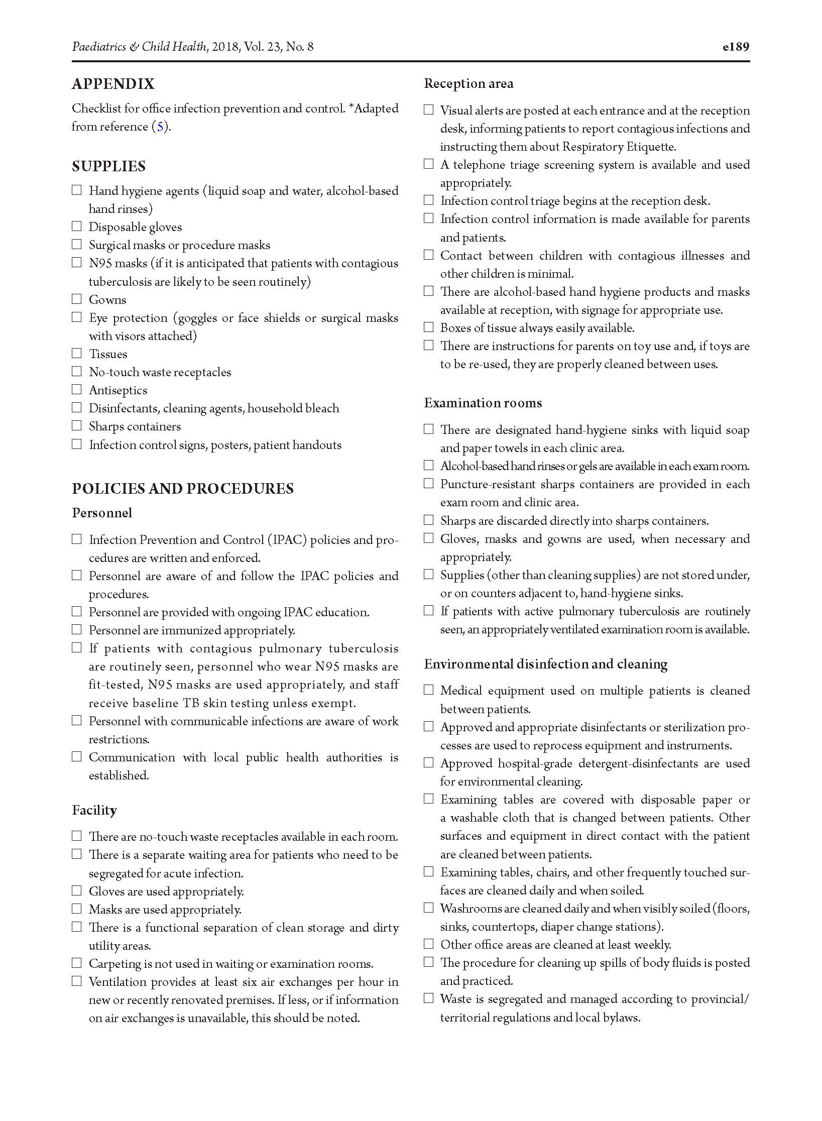 Infection prevention and control in paediatric office settings ...