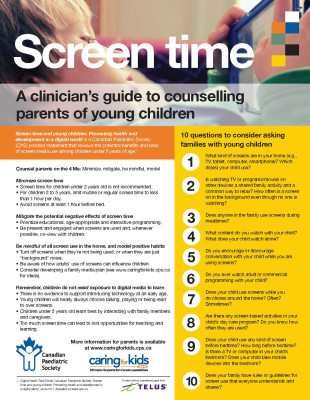 Screen time: A clinician’s guide to counselling parents of young children